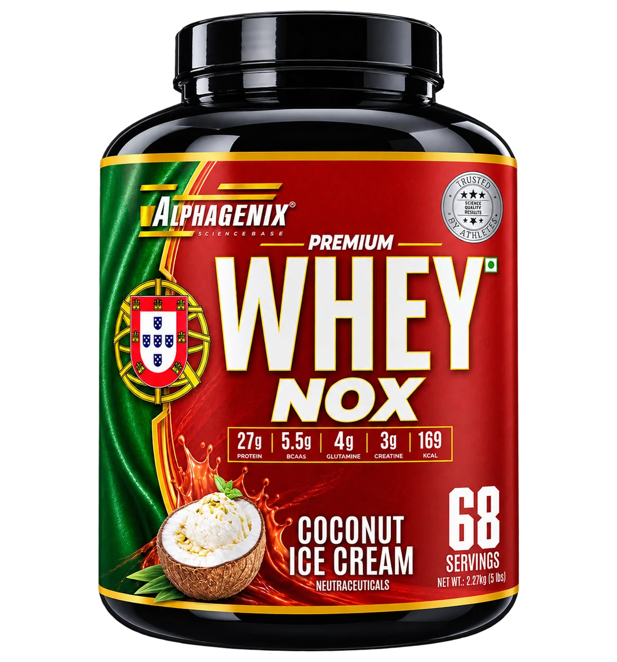 Alphagenix Premium Whey NOX 2.27kg Coconut Ice Cream — Imported from Portugal